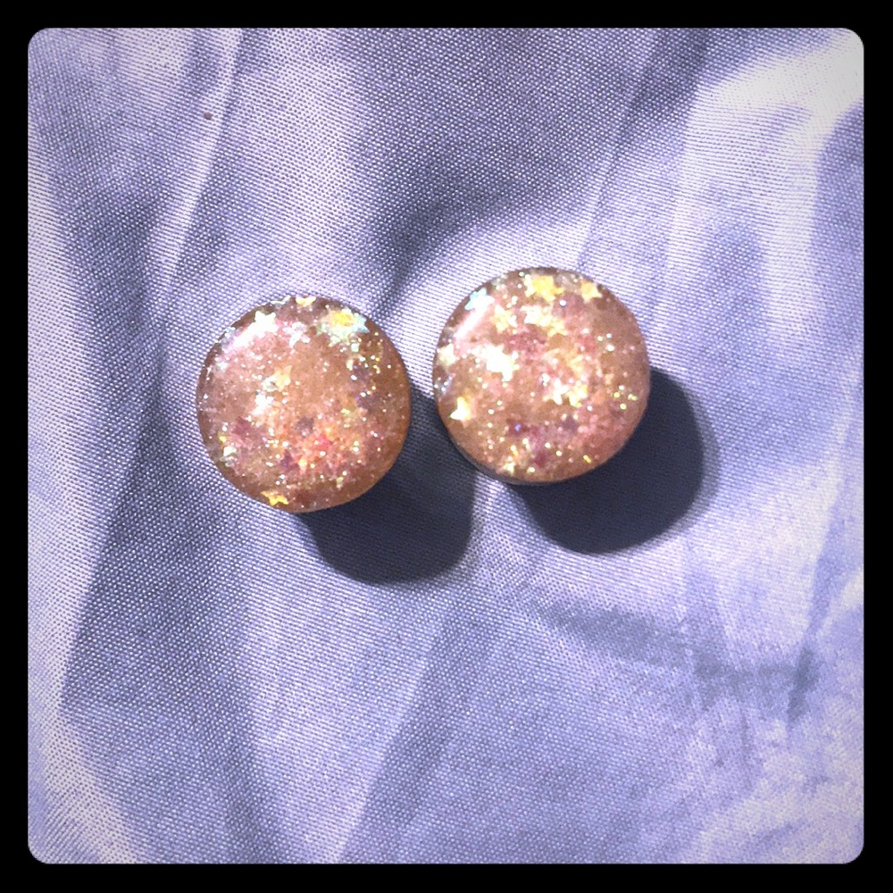 Star confetti iridescent plugs size 3/4